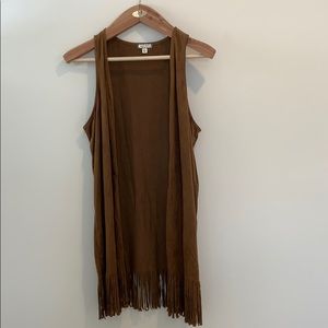 Faux Suede Fringe Vest Sz Large ✨